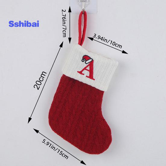 Рождественский чулок с вышитой буквой и подвесной веревкой, тонкая работа, рождественский чулок, праздничное рождественское украшение