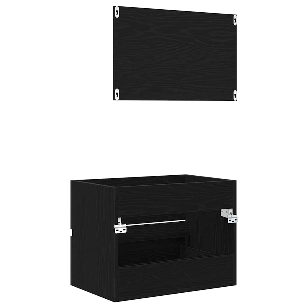 Bathroom Furniture Set with Drawers 2 pcs Black Oak Look