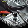 Real Carbon Fiber Car Gear Shift Panel Side L Shape Strips Trim Interior For BMW