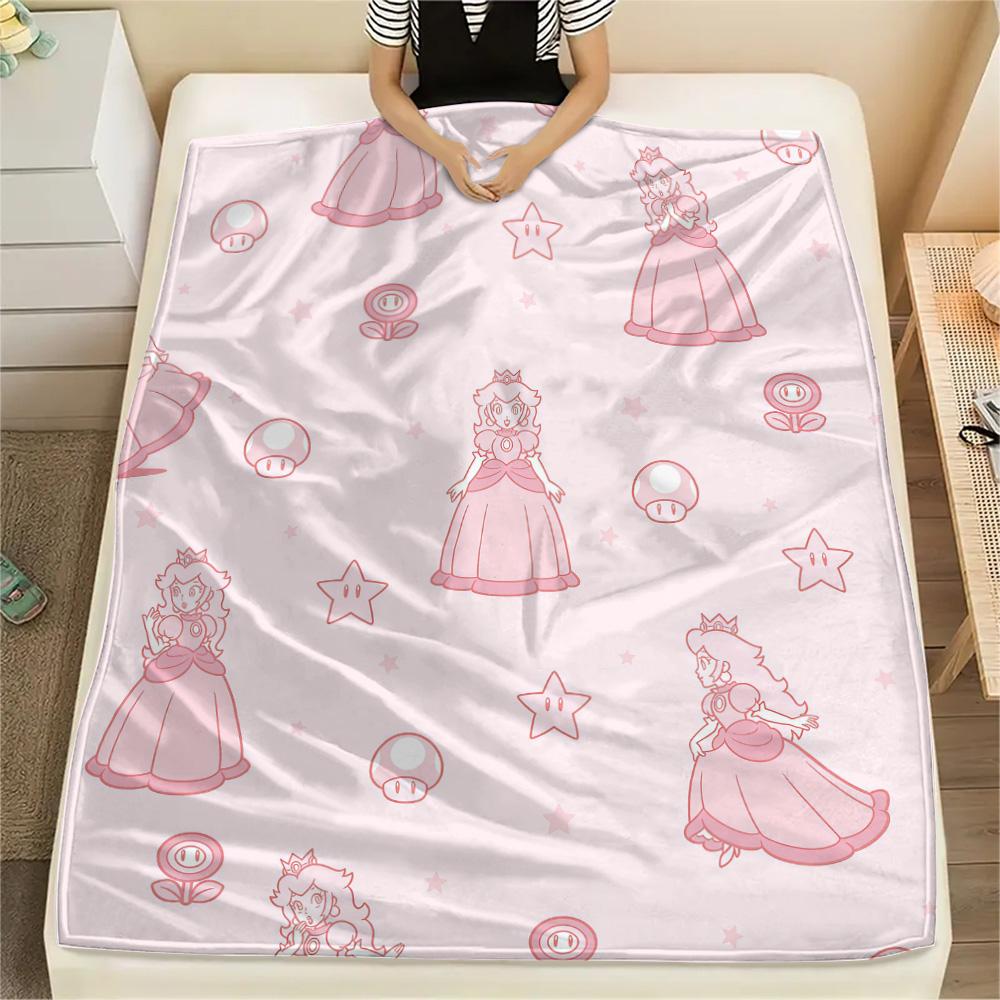Princess Peach Flannel Blanket, High quality Comfortable for All Seasons, Home Decor, Warmth and Comfort