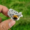 Natural TigerS Eye Gemstone 925 Silver Stackable Adjustable Ring For Girls