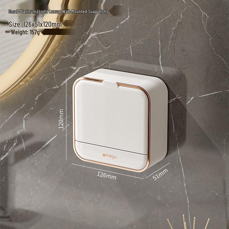 Настенная мыльница без сверления с крышкой и дренажем