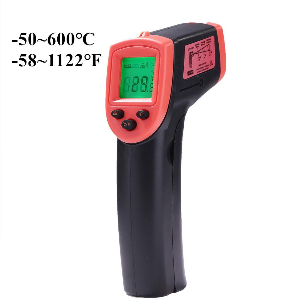 Digital Infrared Thermometer -50~600℃ / -58~1122℉ Contactless Temperature Tester IR Laser Pyrometer LCD Non-Contact Pyrometer
