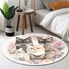 Cat Design Pattern Round Shape Floor Mats Kitchen Hallway Runner Rug Bedroom Living Room Soft Carpet Non-slip Area Rug