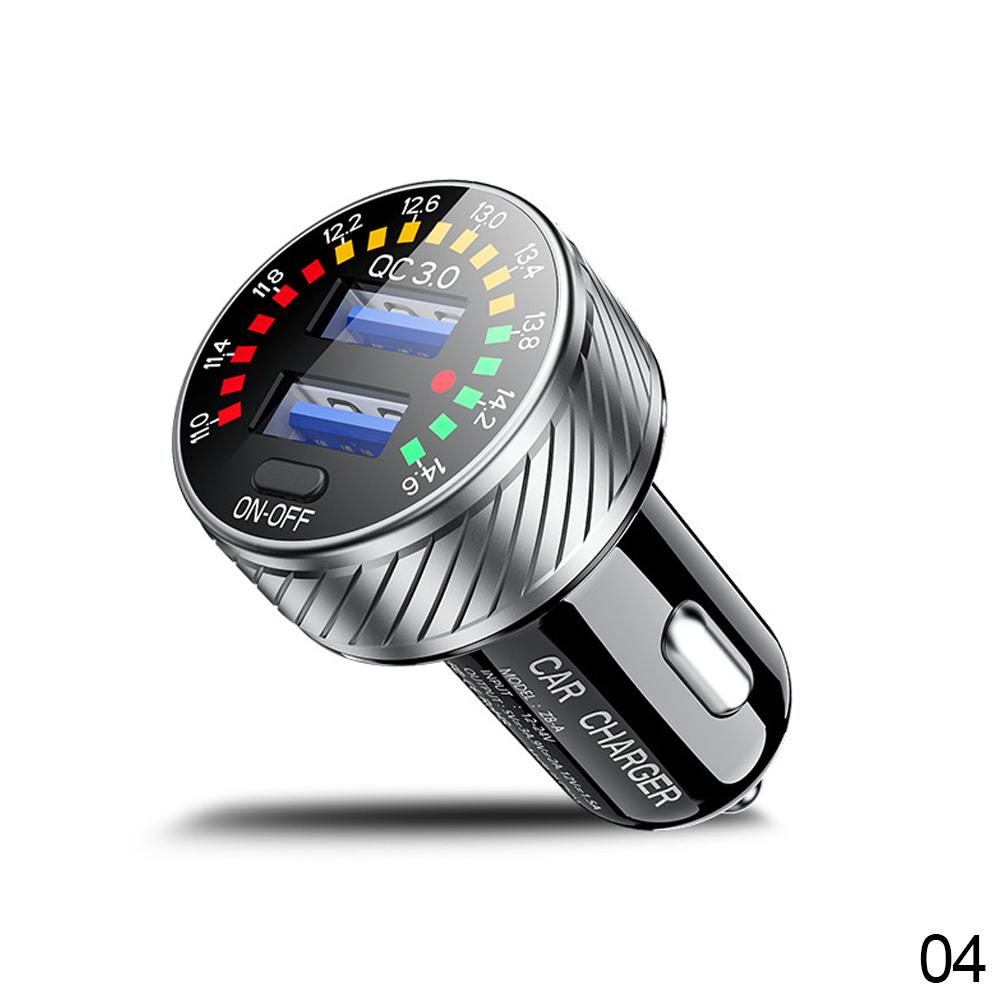 Car Dual QC 3.0 USB Charger Adapter 18W Fast Charging Marquee Light LED Voltmeter with ON OFF Switch 12V- 24V Waterproof