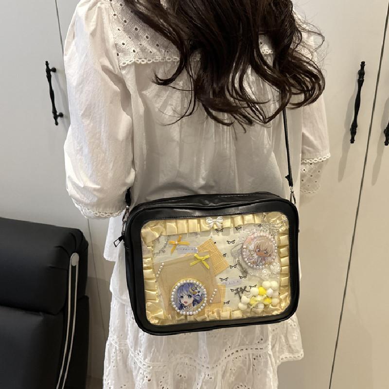 Solid Large Color Capacity Women Shoulder Bag With Compartment Transparent