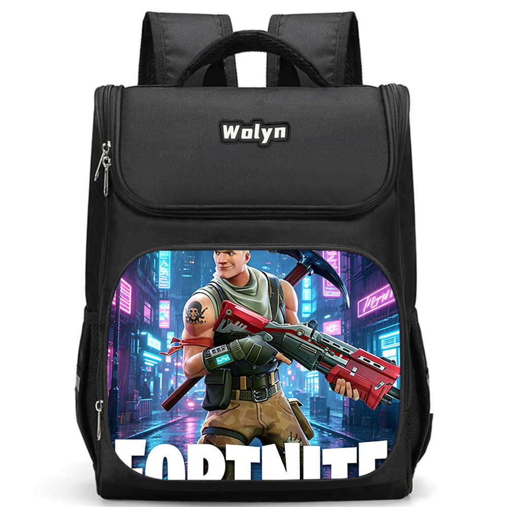 School Backpack with Multi Compartment ,Large Cartoon Fortnite School Bags for Boys & Girls,Durable Child Backpack for Aged 6-10