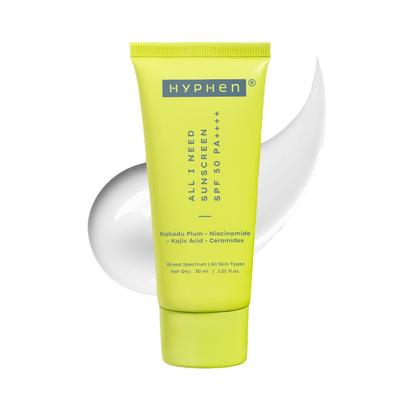 Hyphen Вся моя потребность Солнцезащитный крем SPF50 PA++++ | Осветляет с ниацинамидом, койевой кислотой, богатым витамином С сливой какаду | Увлажняющий зимний солнцезащитный крем Увлажнение