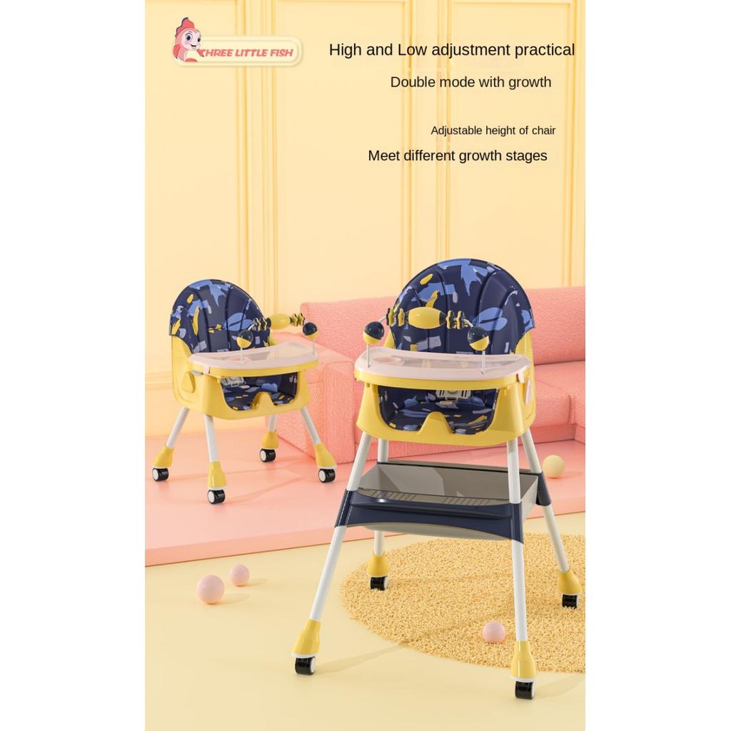 Детский обеденный стул, многофункциональный складной детский обеденный стул с регулируемой высотой, детский домашний портативный обеденный стол и стул