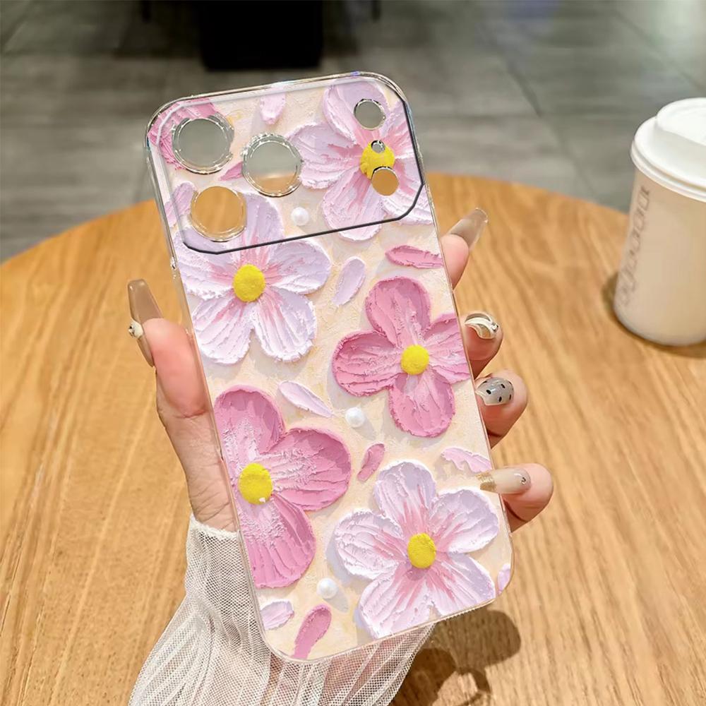 Масляная живопись с изображением розы Чехол для телефона Apple iphone 16 Pro Max 17 15 Plus 16e 17Air Защитный Прозрачный Парный Прозрачный Чехол