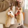 Horse Head Plush Keychain Realistic Equine Toy with Movable Tail Cute Pony Head Bag Charm for Animal Lovers