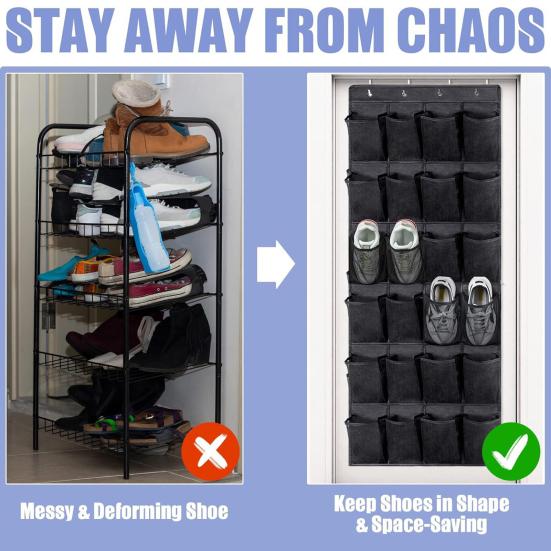 12/24 Grids Shoe Rack Storage Bag Transparent Oxford Cloth PVC Organizer Multi Layer Hand Washable Shoe Holder