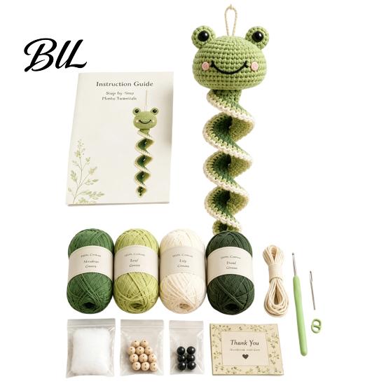 DIY Animal Ornament Craft Crochet Garden Spiral Hanging Kit, Beginner Friendly Swing Crafting Leisure Time Activity Butterfly Ladybug Hummingbird