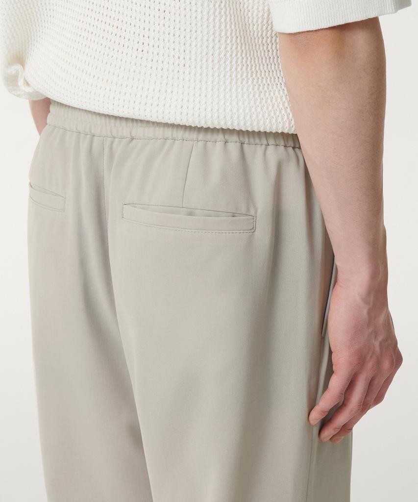 MUSINSA STANDARD Linen-Like One-Pleat Wide Elastic Pants [Light Beige]