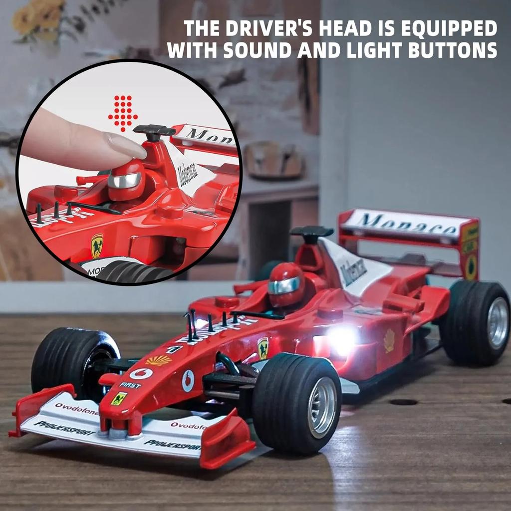 Игрушечная модель гоночного автомобиля Ferrari F1 из сплава масштаба 1/32 с инерционным механизмом, звуковыми и световыми эффектами - Идеально подходит для детских гонок и STEM-обучения