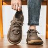 Men’s Retro Boots Shoes Fashion Casual Driving Shoes Black Khaki Wide Head Shoes Plus Size