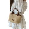 Straw Woven Beach Tote Bag Small Bucket Style Handheld Crossbody Vacation Streetwear