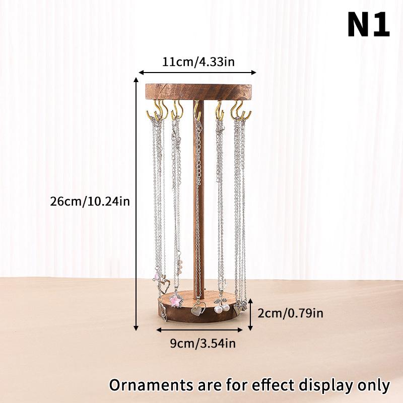 Necklace Holder Organizer Jewelry Tree Stand With 12/18 Metal Hooks Wooden Necklace Display Tower For Home Or Show Selling Use