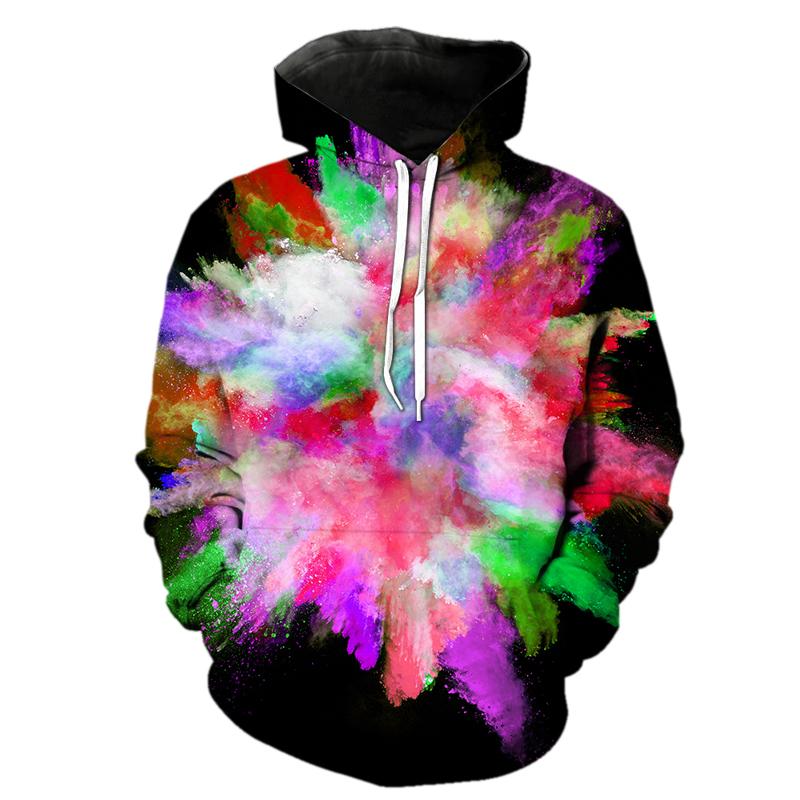 Новые мужские толстовки с капюшоном 3D Printe Powder Splash Tie Dye Pattern женские унисекс парные модные повседневные осенне-зимние толстовки топы