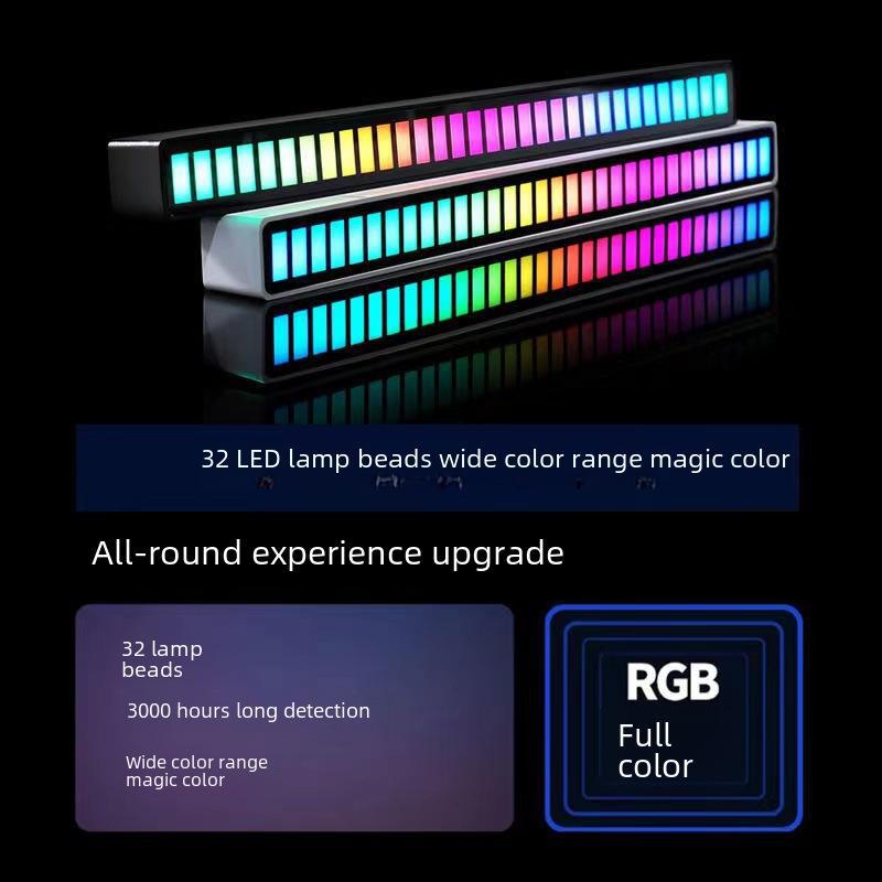RGB светодиодная лента с Bluetooth и голосовым управлением - Световая панель с датчиком цвета, световой эффект под музыку и атмосферное освещение для рабочего стола или автомобиля.