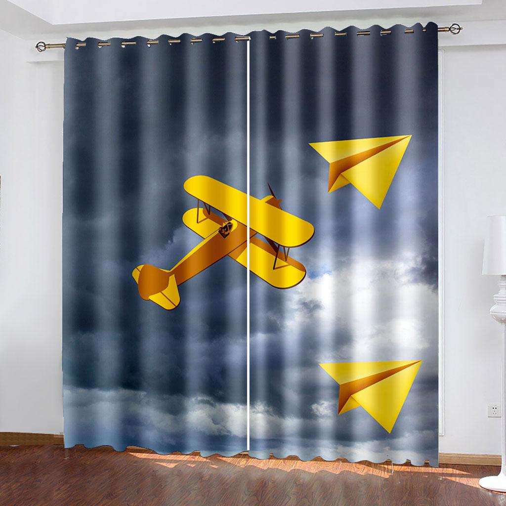 Мультяшные Блэкаут Шторы Самолеты Разноцветные Оконные Шторы для Детской Спальни Декор (2 панели) Кортина
