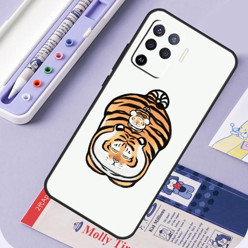 Толстый тигр Мультяшный Забавный Для Oppo A60 A80 A40 A94 A74 A54 A15 A18 A38 A58 A78 A98 A16 A76 A96 A57 A17 A77 A5 Pro Чехол