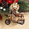 Yousheng Автомобильный кулон Реалистичный щенок, едущий на мотоцикле, Дизайнерская статуэтка, Легкое подвесное украшение, Декор для дома и улицы