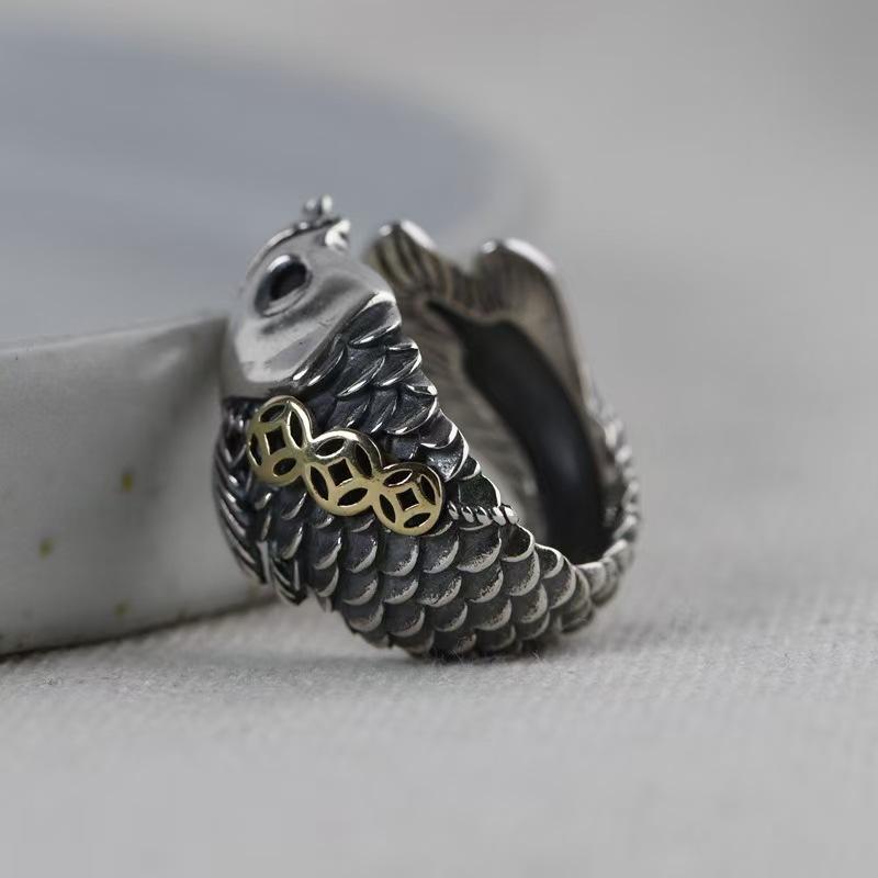 Fashionable Retro Fish Ring, Adjustable Carp Index Finger Ring, Simple and Versatile Ring