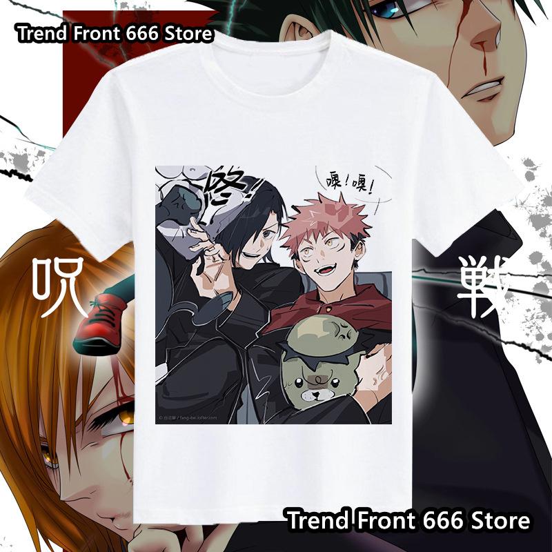 Японское Горячее Аниме Jujutsu Kaisen Мужские Детские Футболки Хлопок Узор Годжо Детская Футболка с Круглым Вырезом Мужчины Женщины Футболка Харадзюку