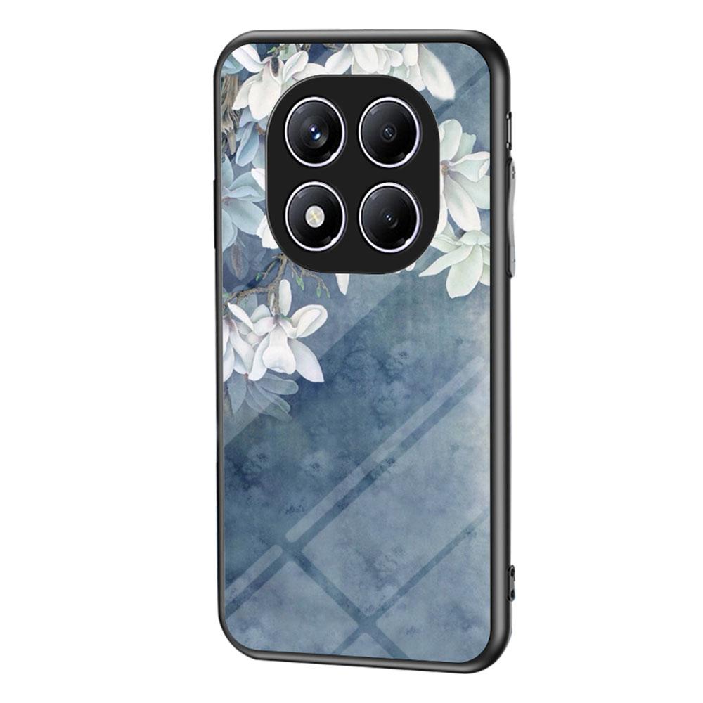 Для Xiaomi Redmi Note 14 Pro 4G Чехол Цветочный узор ТПУ+Закаленное стекло Защитная накладка для телефона