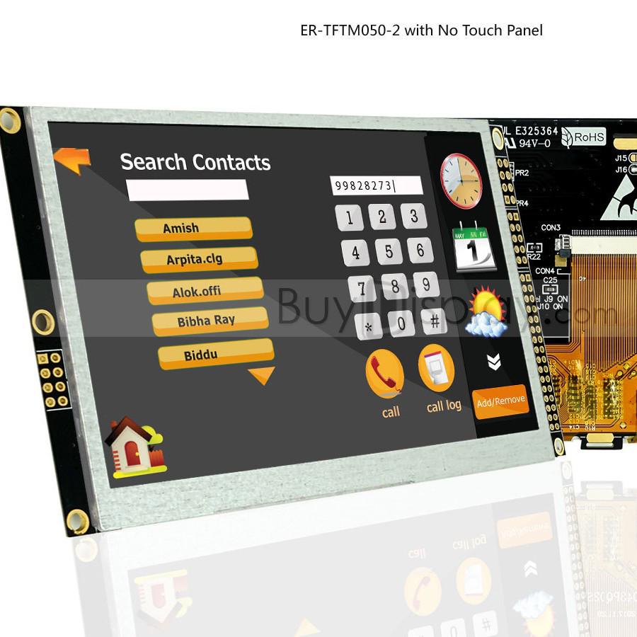 5-inch TFT LCD Color Display with RA8875 Controller, Optional Serial Port & Touchscreen