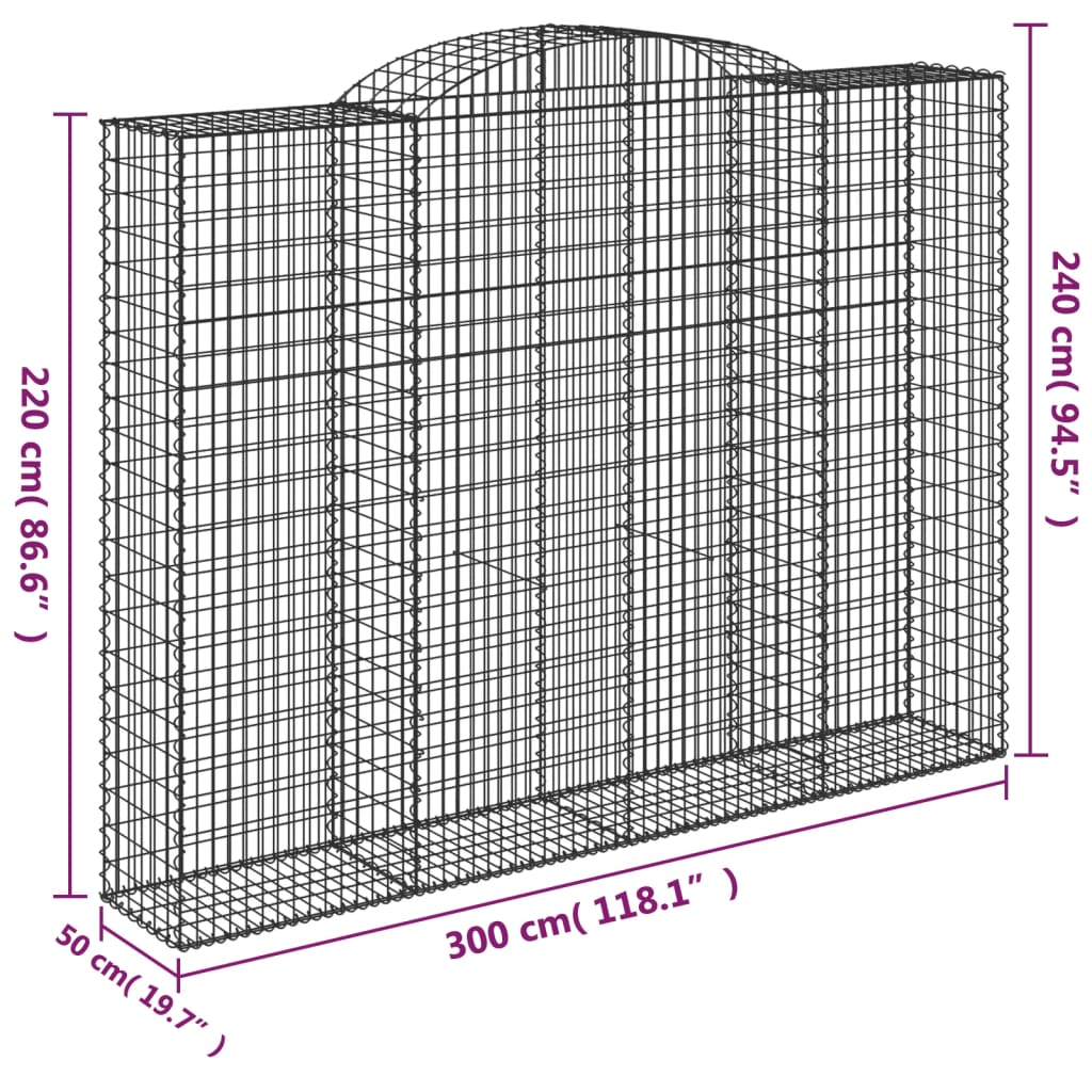 Gabion with High Arch 300x50x220 240 cm Galvanized Iron