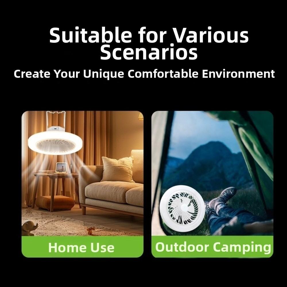 Energy Saving Camping Fan Light Super Quiet Hanging Fan Lamp Electric Fan Night Lamp Living Room
