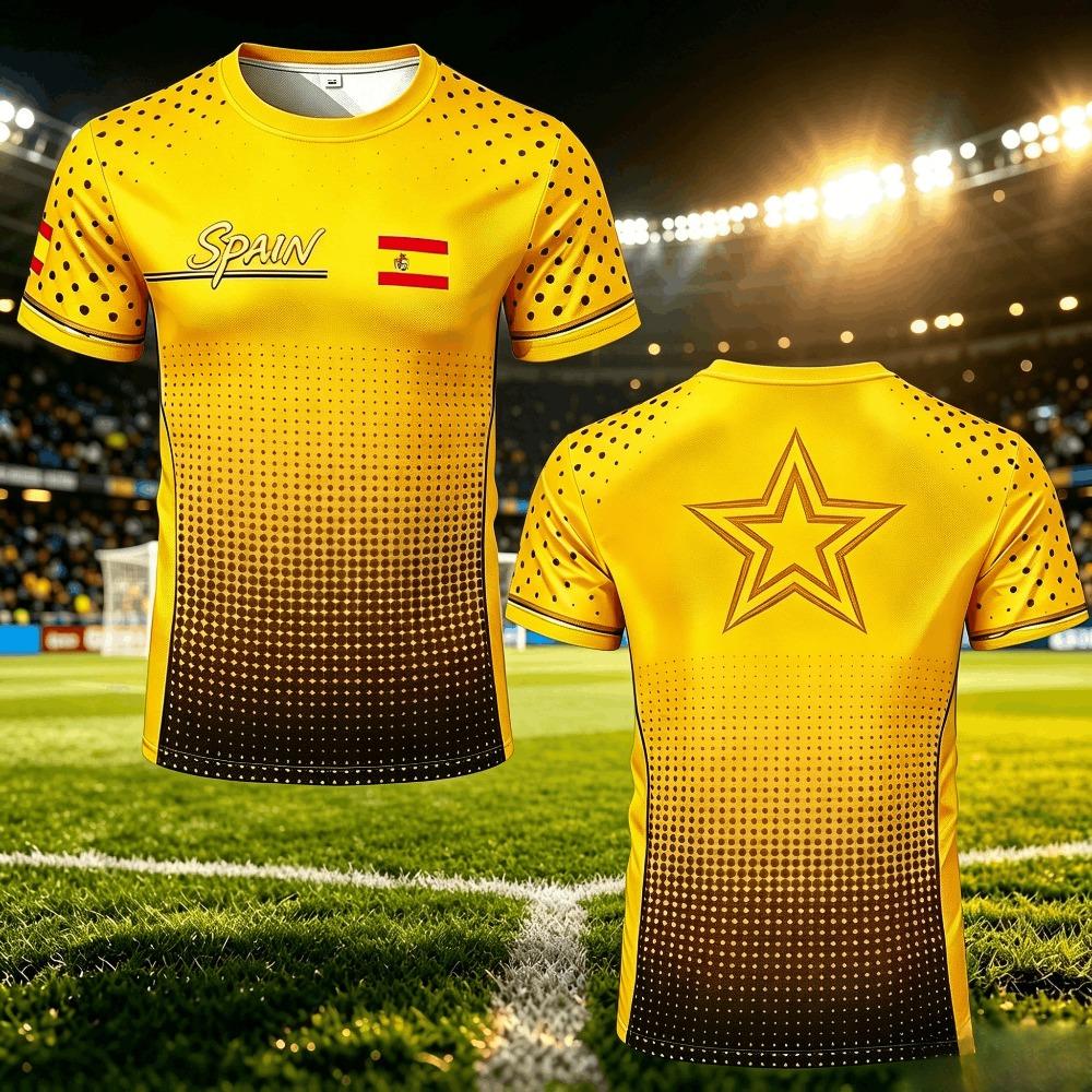 Summer Spain Flag Graphic Jersey Fashion Quick-drying Football T-shirt Men Women Sports Training Casual Breathable Kids T-shirts