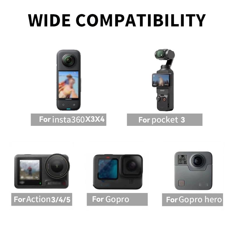 Adjustable Motorcycle Helmet Mount for Insta360 X5 X4 X3 Ace Pro GoPro 13 12 11 10 DJI Adhesive Fits Surfaces Action Camera Base