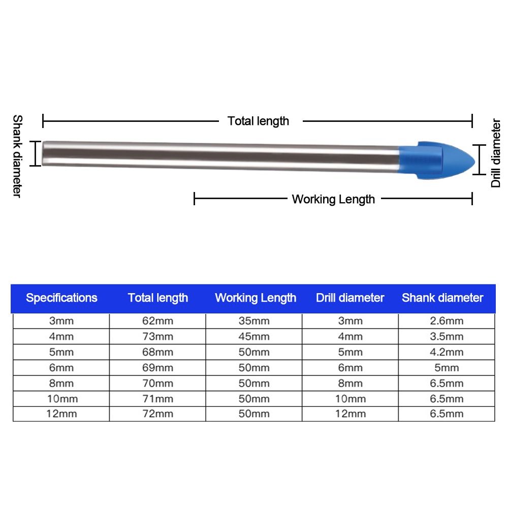 3mm-16mm Ceramic Punching Hole Opener Triangular Metal Drill Glass Drill Bits Carbide Bit Drill Bit