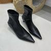 French Pointed Short Boots for Women 2025 Spring and Autumn New Low Heel Fashionable Soft Leather Versatile Bare Boots