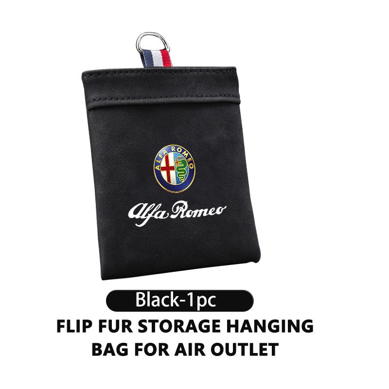 For Alfa Romeo Car Suede Storage Bag Air Vent Hanging Organizer Box Giulietta GT 159 147 156 Mito Brera Giulia Spider F1 qa9