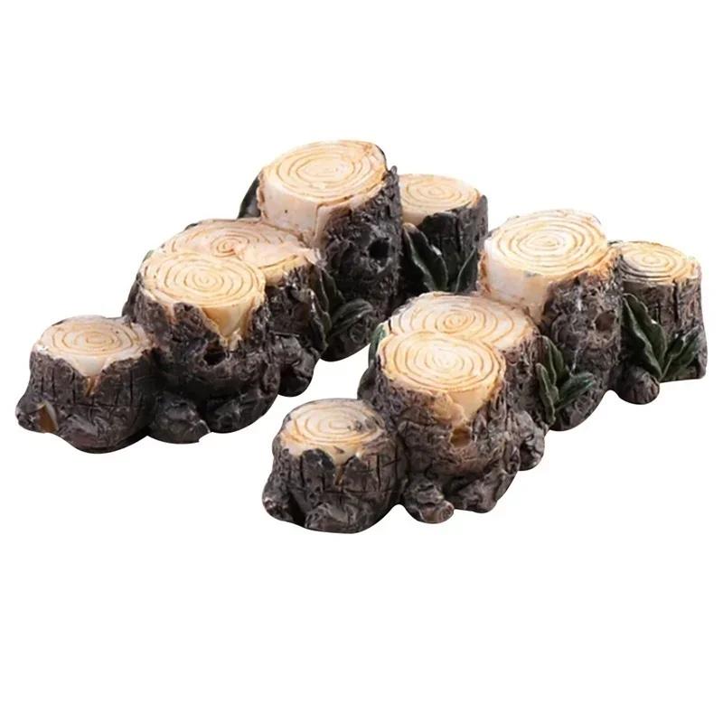 1pcs Model Tree Stump Bridge DIY Mini Resin Fairy Tale Garden Dollhouse Aquarium Succulent Animal Miniature Landscape Decoration