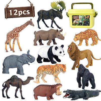 Игрушка Safari Animal Toy 12 предметов, реалистичные фигурки животных Jumbo Wild Jungle Animal, большой набор из африканского зоопарка с пластиковыми обучающими игрушками для детей и малышей