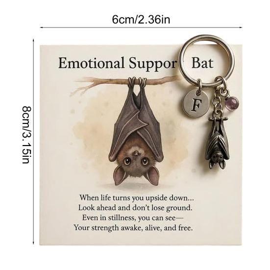 Yousheng 1/2 шт. Вдохновляющий брелок в виде летучей мыши, брелок для эмоциональной поддержки в виде летучей мыши с карточкой с вдохновляющими стихами, металлический кулон в виде летучей мыши