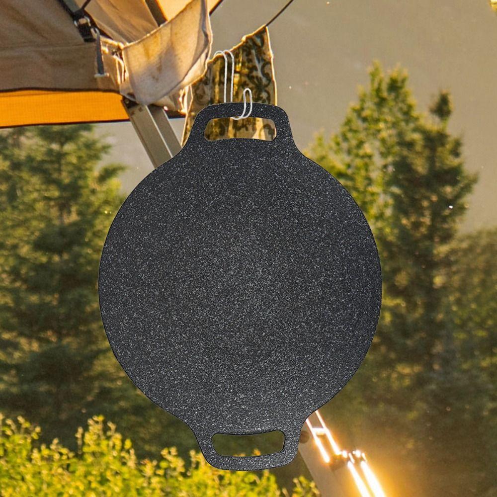 Double Ear BBQ Pan Cast Iron Iron Plate Multifunctional Round Frying Pan  Home