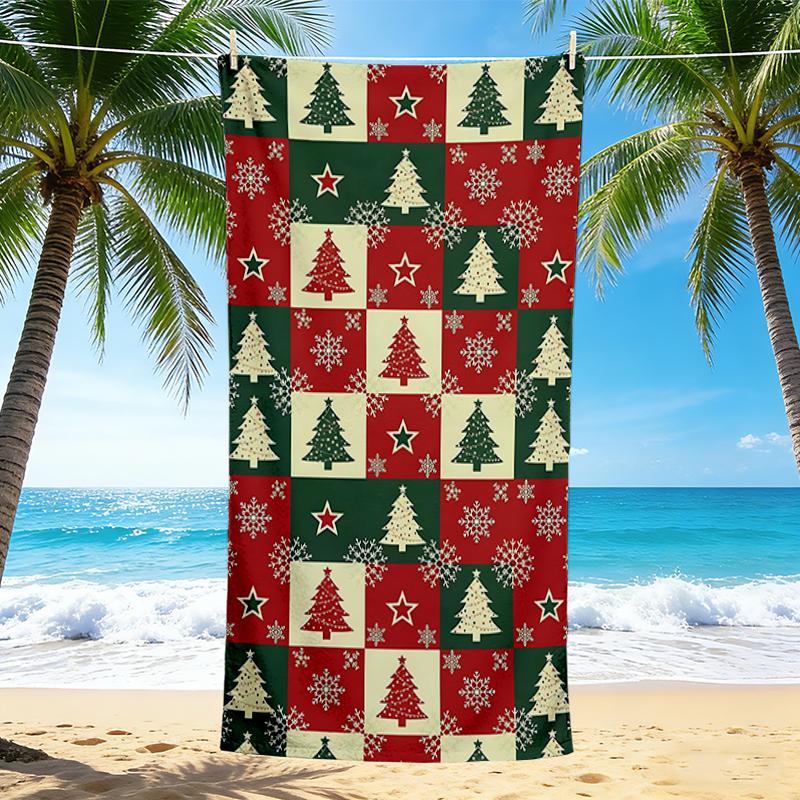 1Pc Christmas Tree Beach Towel Quick Dry Multiuse For Beach Pool Gym Yoga Home Travel Christmas Halloween Xmas Gift S1154