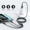 3-в-1 USB-кабель Кабель для быстрой зарядки Мультизарядный шнур USB-адаптер Плетеный провод Для мобильного телефона Планшета Ноутбука