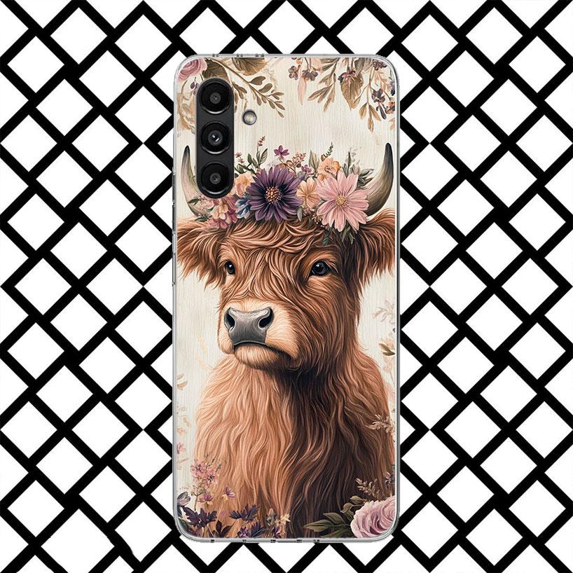 Cute Highland Cow Phone Case for Samsung Galaxy A17 A37 A57 A16 A26 A36 A56 A15 A25 A35 A55 A14 A24 A34 A54 A13 A23 A33 A53 Gala