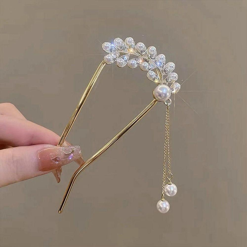 U-shaped Pearl Hairpin Headdress U-shaped Hairpin New Pearl Pendant HairClip Women Girl