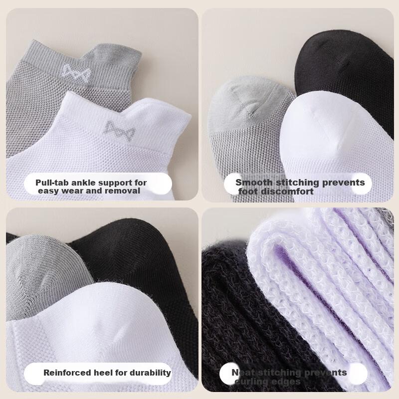 Miiow Men's 6-Pair Summer Thin Mesh Cotton Breathable Anti-Odor Sports Invisible Socks