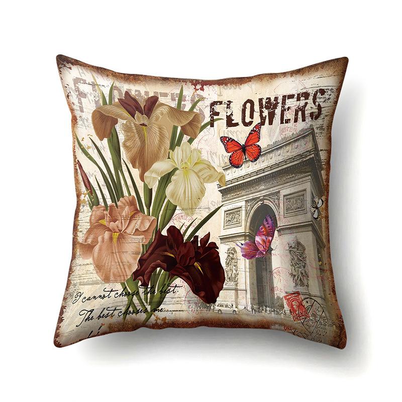 Полиэстеровая наволочка Автомобильная декорация Наволочка с ретро-принтом Чехол для поясничной подушки Чехол для подушки-башни Прикроватный чехол для подушки