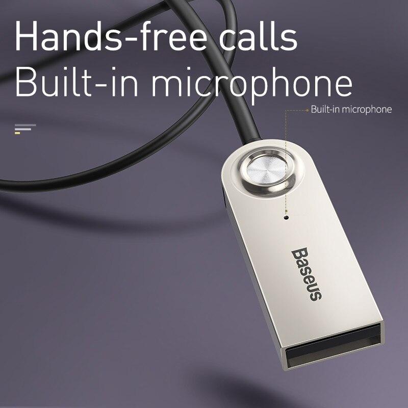 Baseus BA01 Bluetooth-адаптер-донгл Aux USB для автомобиля, кабель с разъемом 3,5 мм Aux, Bluetooth 5.0, приемник для динамика, аудио, музыкальный приемник