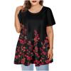 Женский топ с коротким рукавом с круглым вырезом и принтом, свободные повседневные топы с короткими рукавами больших размеров